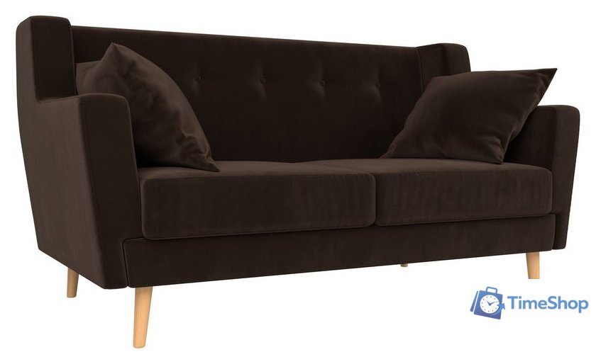 Диван Лига диванов Брайтон 281 2-х местная 108926 (микровельвет, коричневый) - Изображение №1 — Интернет-магазин Time-Shop