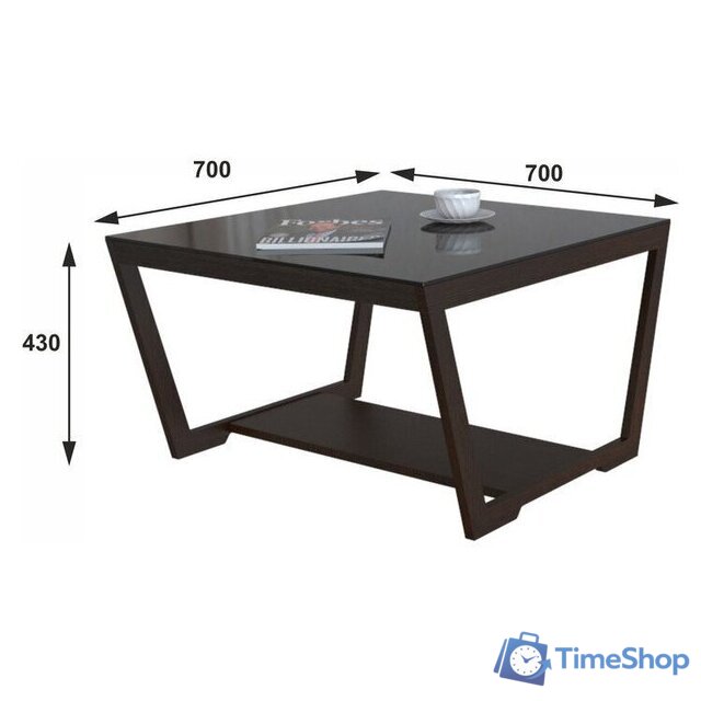 Журнальный столик Мебелик BeautyStyle 1 (венге/стекло черное) - Изображение №2 — Интернет-магазин Time-Shop