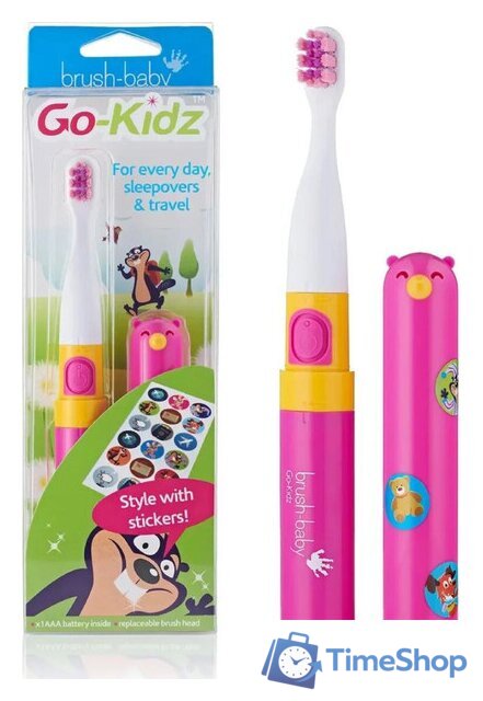 Электрическая зубная щетка Brush-Baby Go-Kidz Travel (розовый) - Изображение №1 — Интернет-магазин Time-Shop