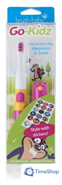 Электрическая зубная щетка Brush-Baby Go-Kidz Travel (розовый) - Изображение №3 — Интернет-магазин Time-Shop