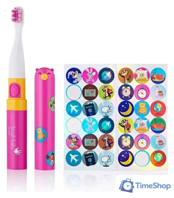 Электрическая зубная щетка Brush-Baby Go-Kidz Travel (розовый) - Изображение №2 — Интернет-магазин Time-Shop