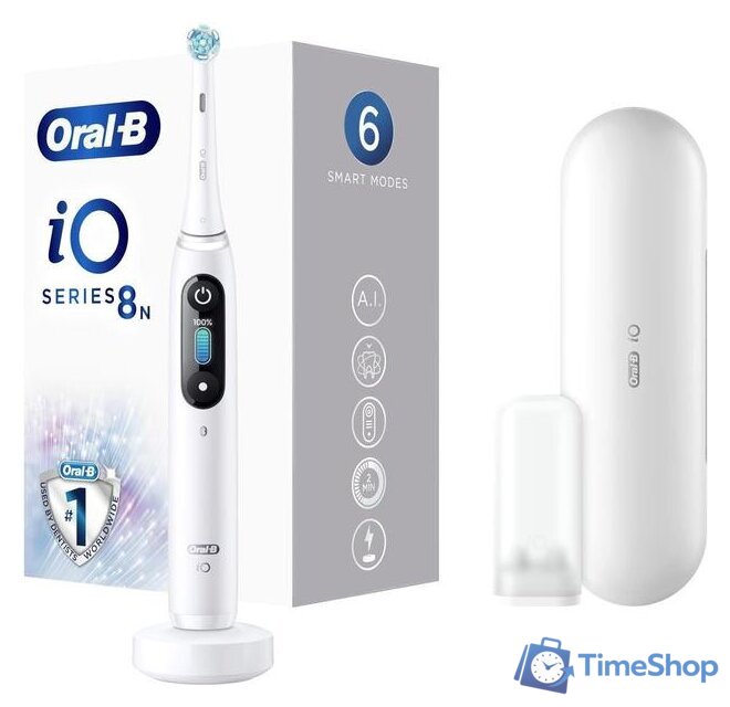 Электрическая зубная щетка Oral-B iO 8n (белый, 1 насадка) - Изображение №1 — Интернет-магазин Time-Shop