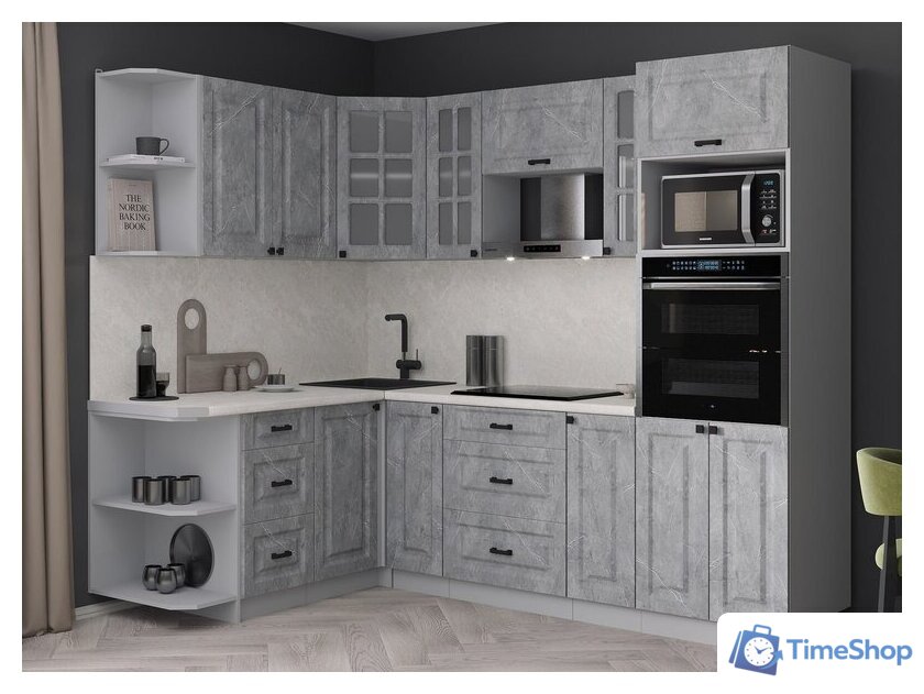 Готовая кухня Интерлиния Мила Деко 1.68x2.4 LV (керамика/керамика/опал светлый) - Изображение №3 — Интернет-магазин Time-Shop