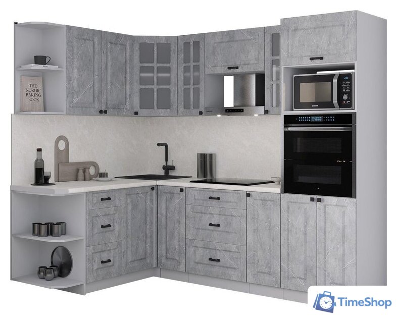 Готовая кухня Интерлиния Мила Деко 1.68x2.4 LV (керамика/керамика/опал светлый) - Изображение №1 — Интернет-магазин Time-Shop