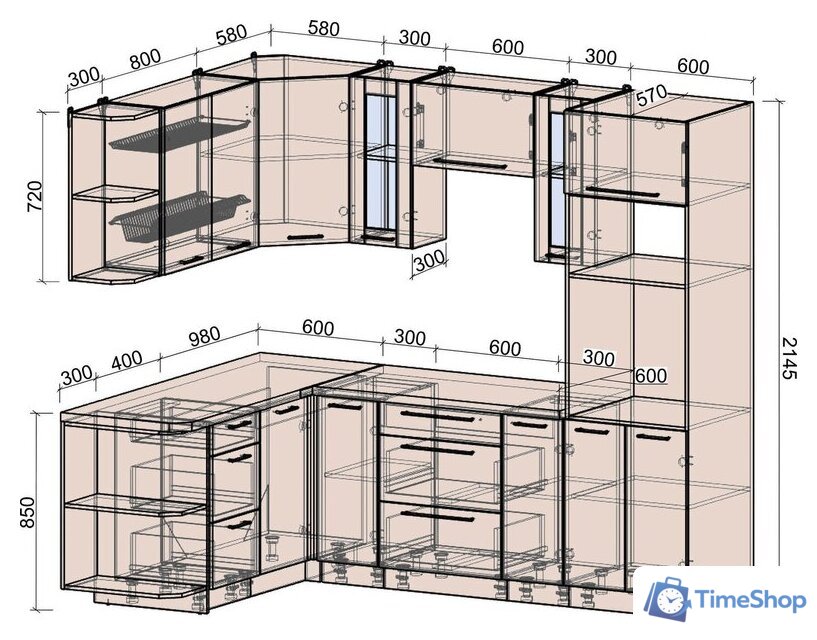 Готовая кухня Интерлиния Мила Деко 1.68x2.4 LV (керамика/керамика/опал светлый) - Изображение №8 — Интернет-магазин Time-Shop