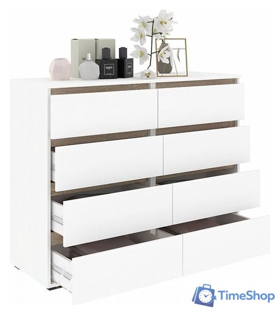 Комод Кортекс-мебель Бари 120 8ш (белый/белый/дуб сонома) - Изображение №2 — Интернет-магазин Time-Shop