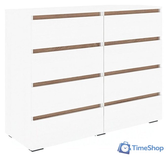 Комод Кортекс-мебель Бари 120 8ш (белый/белый/дуб сонома) - Изображение №1 — Интернет-магазин Time-Shop