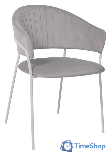 Стул с подлокотниками Алвест AV 433 (светло-серый бархат H-09/белый) - Изображение №1 — Интернет-магазин Time-Shop