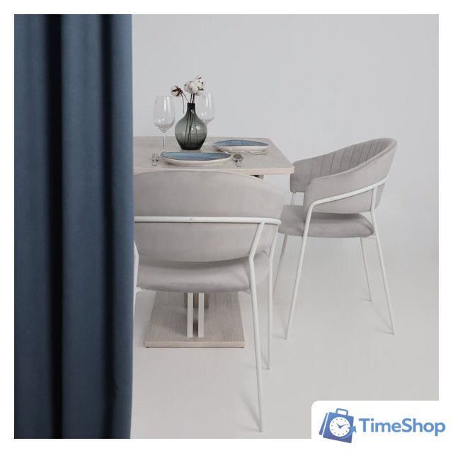 Стул с подлокотниками Алвест AV 433 (светло-серый бархат H-09/белый) - Изображение №3 — Интернет-магазин Time-Shop