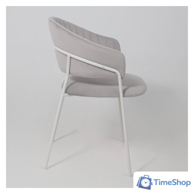 Стул с подлокотниками Алвест AV 433 (светло-серый бархат H-09/белый) - Изображение №7 — Интернет-магазин Time-Shop