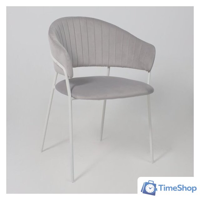 Стул с подлокотниками Алвест AV 433 (светло-серый бархат H-09/белый) - Изображение №6 — Интернет-магазин Time-Shop