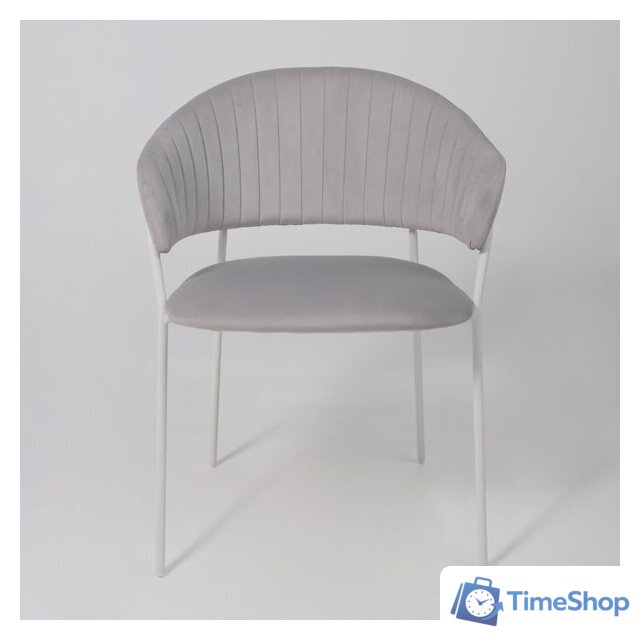 Стул с подлокотниками Алвест AV 433 (светло-серый бархат H-09/белый) - Изображение №5 — Интернет-магазин Time-Shop