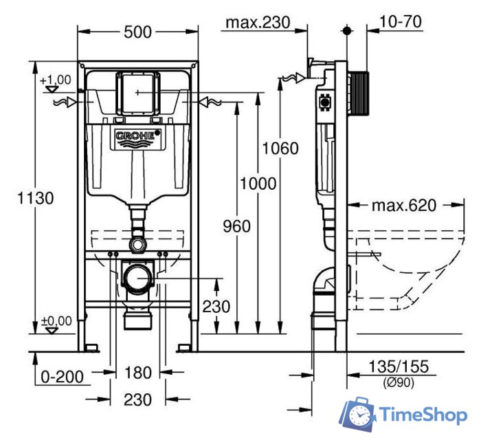 Инсталляция для унитаза Grohe Rapid SL 38536001 - Изображение №2 — Интернет-магазин Time-Shop