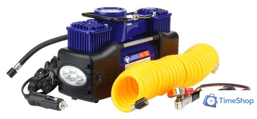 Автомобильный компрессор Nova Bright АК-75L (двухпоршневой, мет. корпус, LED-фонарь, сумка) - Изображение №1 — Интернет-магазин Time-Shop