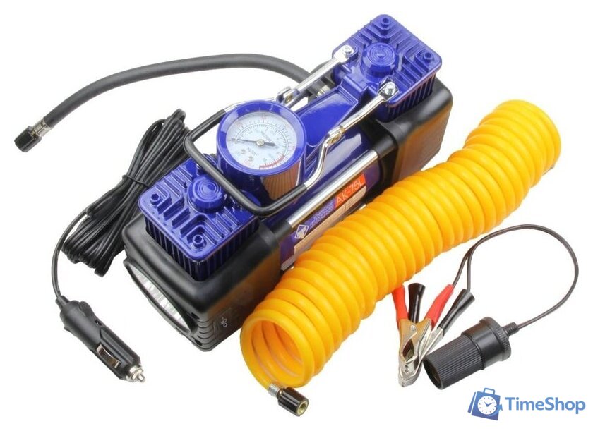 Автомобильный компрессор Nova Bright АК-75L (двухпоршневой, мет. корпус, LED-фонарь, сумка) - Изображение №4 — Интернет-магазин Time-Shop