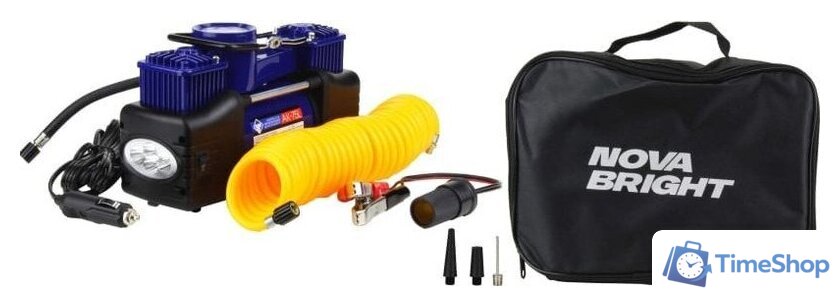 Автомобильный компрессор Nova Bright АК-75L (двухпоршневой, мет. корпус, LED-фонарь, сумка) - Изображение №5 — Интернет-магазин Time-Shop