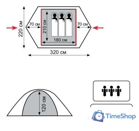 Треккинговая палатка Tramp Lite Hunter 3 - Изображение №2 — Интернет-магазин Time-Shop