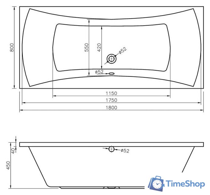 Ванна Lavinia Boho Evan 180x80 37110180 - Изображение №3 — Интернет-магазин Time-Shop