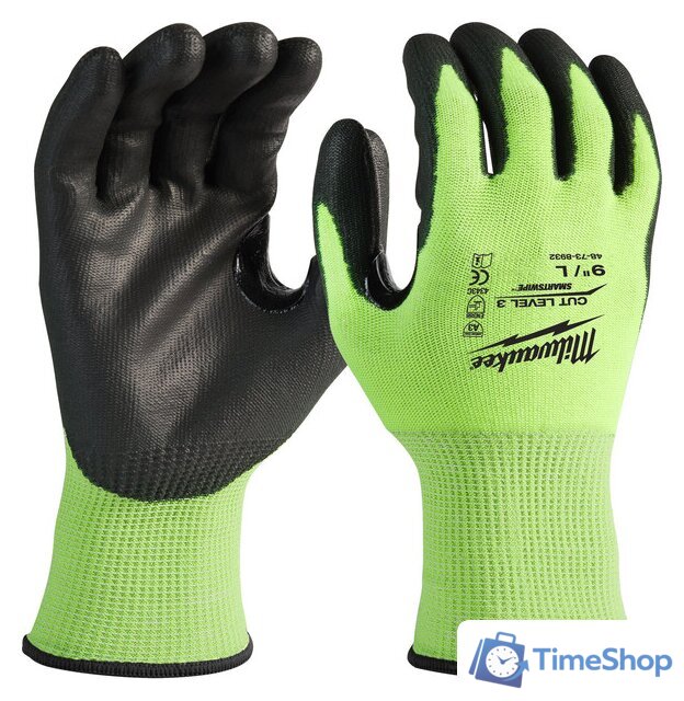 Перчатки хозяйственные Milwaukee Hi-Vis Cut level 3/C 9/L 4932478132 - Изображение №1 — Интернет-магазин Time-Shop
