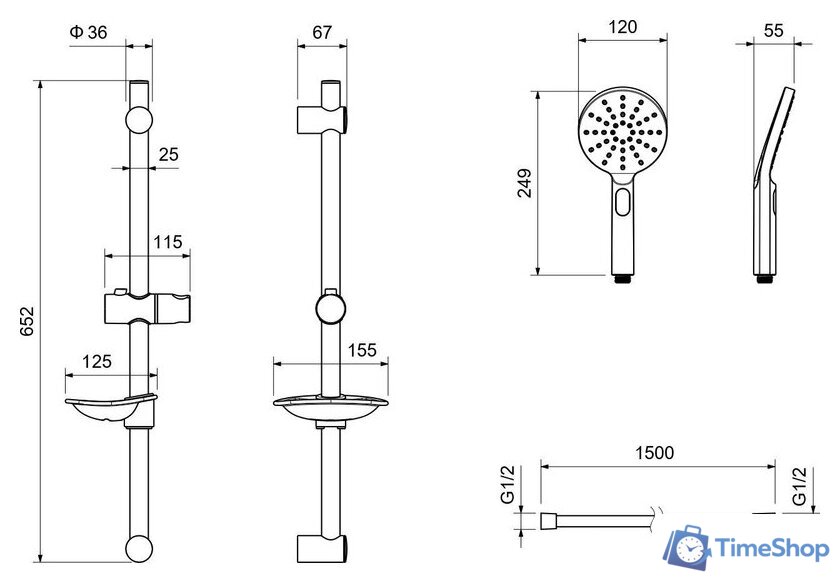 Душевой гарнитур  Aquatek Оберон AQ2014MB (матовый черный) - Изображение №12 — Интернет-магазин Time-Shop