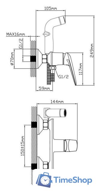 Смеситель с лейкой для биде AV Engineering AVPOS2-A174-120 - Изображение №2 — Интернет-магазин Time-Shop