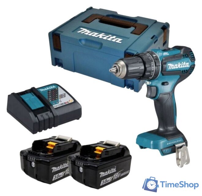 Ударная дрель-шуруповерт Makita DHP485RFJ (с 2-мя АКБ, кейс) - Изображение №1 — Интернет-магазин Time-Shop
