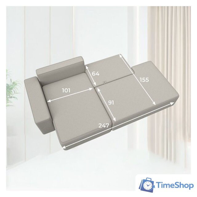 Угловой диван Лига диванов Лига-079 левый 129811L (рогожка амур 02 бежевый) - Изображение №12 — Интернет-магазин Time-Shop