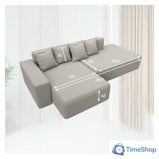 Угловой диван Лига диванов Лига-079 левый 129811L (рогожка амур 02 бежевый) - Изображение №9 — Интернет-магазин Time-Shop