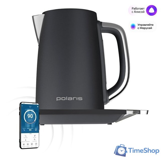 Электрический чайник Polaris PWK 1755CAD WIFI IQ Home (серый) - Изображение №2 — Интернет-магазин Time-Shop