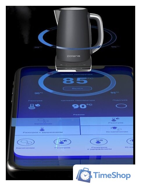 Электрический чайник Polaris PWK 1755CAD WIFI IQ Home (серый) - Изображение №8 — Интернет-магазин Time-Shop