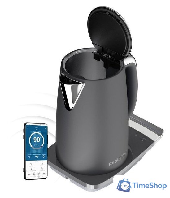 Электрический чайник Polaris PWK 1755CAD WIFI IQ Home (серый) - Изображение №7 — Интернет-магазин Time-Shop