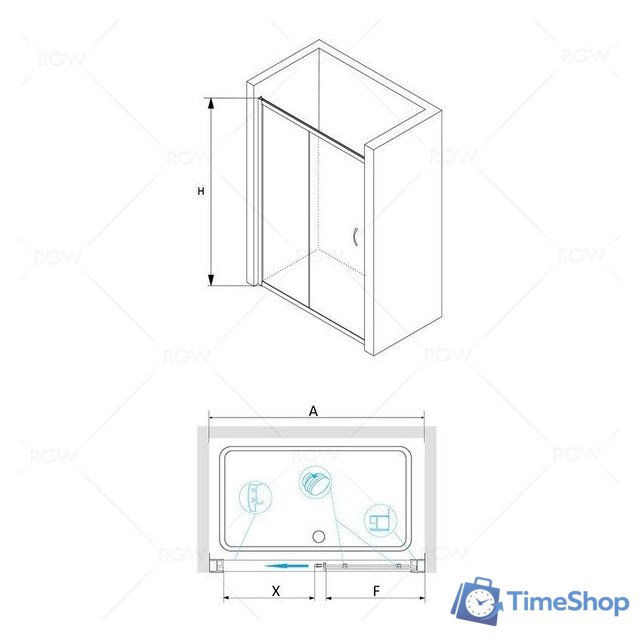 Душевая дверь RGW PA-016 350801612-21 120 (хром/матовое-сатинат стекло) - Изображение №2 — Интернет-магазин Time-Shop