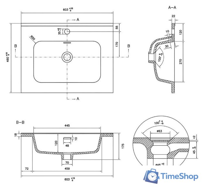 Умывальник Lauter Alton 61 (керамический) - Изображение №4 — Интернет-магазин Time-Shop