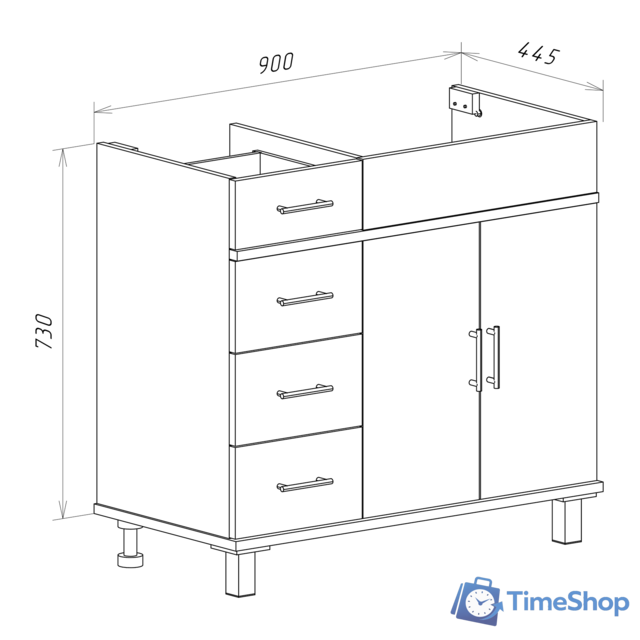  Misty Купер - 90 Тумба напольная с 4 ящ. правая, белая эмаль - П-Куп01090-0124ЯП - Изображение №6 — Интернет-магазин Time-Shop