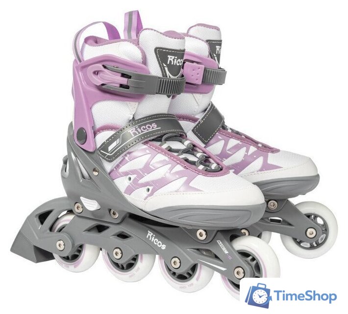 Роликовые коньки Ricos Stream PW-153A S (р. 33-36, белый/лиловый) - Изображение №1 — Интернет-магазин Time-Shop