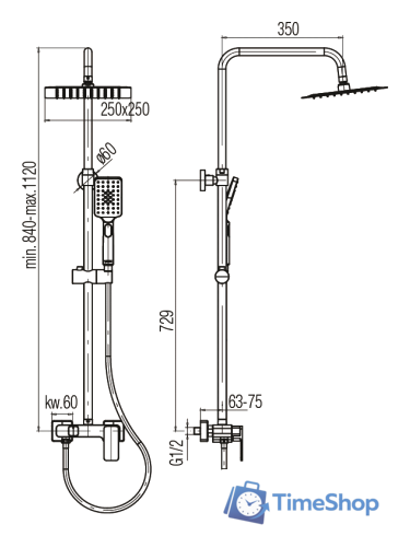 Душевая система  Valvex Loft Black 2455750 - Изображение №2 — Интернет-магазин Time-Shop
