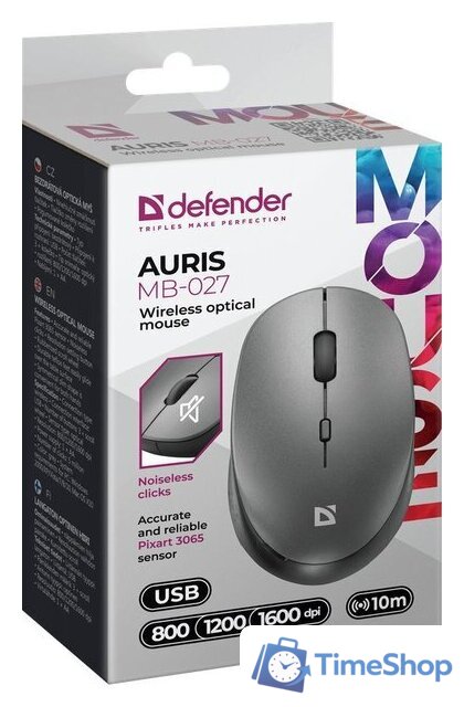 Мышь Defender Auris MB-027 (серый) - Изображение №4 — Интернет-магазин Time-Shop