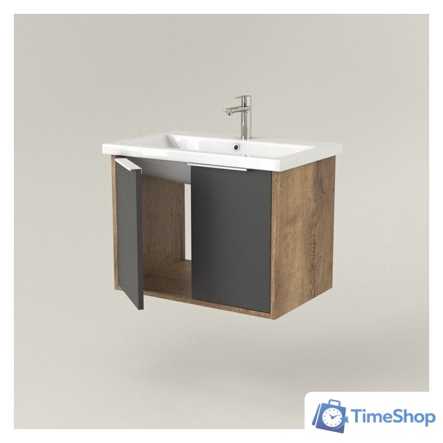  Дабер Тумба под умывальник 018 70 Т18.7.0.22Б (дуб галифакс/серый/ручка белая) - Изображение №2 — Интернет-магазин Time-Shop