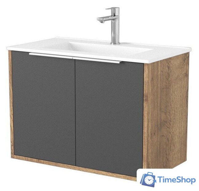  Дабер Тумба под умывальник 018 70 Т18.7.0.22Б (дуб галифакс/серый/ручка белая) - Изображение №1 — Интернет-магазин Time-Shop