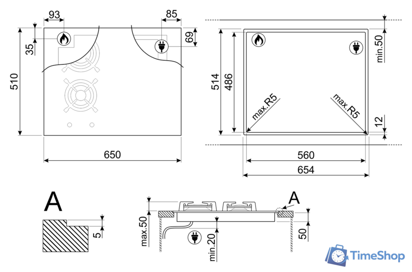 Варочная панель Smeg PM3643D - Изображение №4 — Интернет-магазин Time-Shop