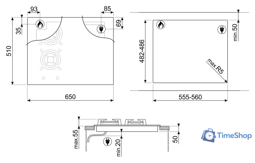 Варочная панель Smeg PM3643D - Изображение №3 — Интернет-магазин Time-Shop