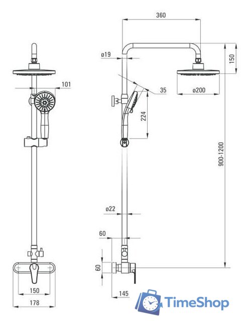 Душевая система  Deante Corio NAC 019M - Изображение №3 — Интернет-магазин Time-Shop