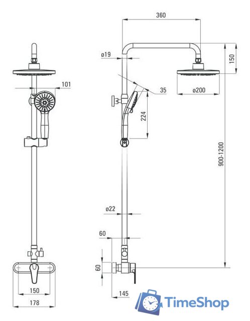 Душевая система  Deante Corio NAC 019M - Изображение №3 — Интернет-магазин Time-Shop
