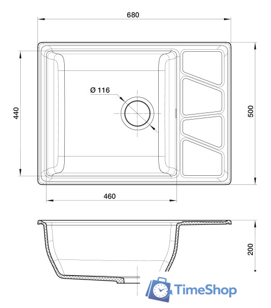 Кухонная мойка GranFest GF-V-680L (графит) - Изображение №4 — Интернет-магазин Time-Shop