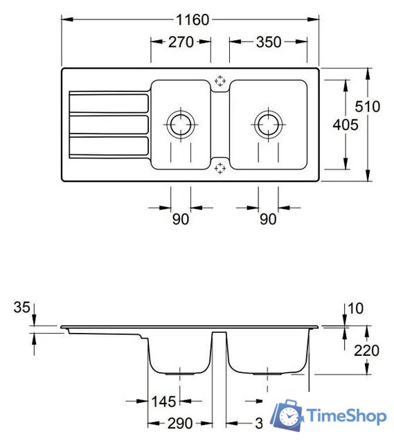 Кухонная мойка Villeroy & Boch Architectura 80 338001KG - Изображение №1 — Интернет-магазин Time-Shop