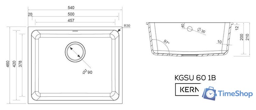 Кухонная мойка Kernau Kgs U 60 1B Deep Black - Изображение №2 — Интернет-магазин Time-Shop