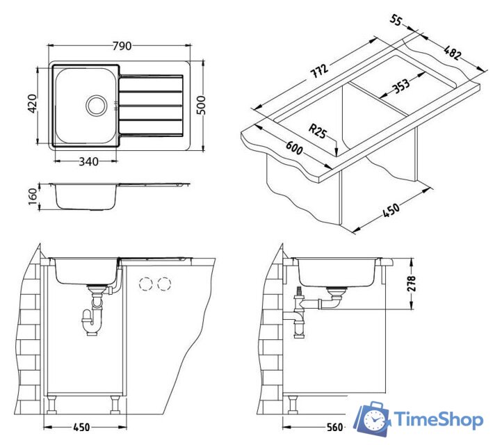 Кухонная мойка Alveus Line 80 Satin-90 - Изображение №3 — Интернет-магазин Time-Shop