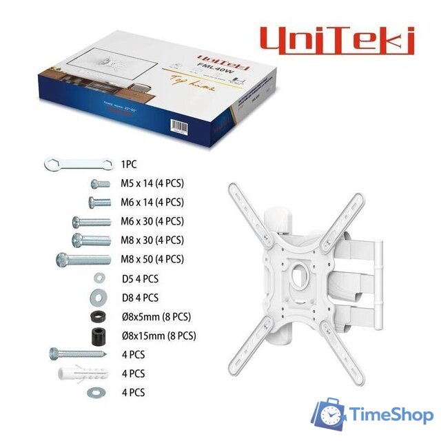 Кронштейн для телевизора UniTeki FML40W (белый) - Изображение №7 — Интернет-магазин Time-Shop