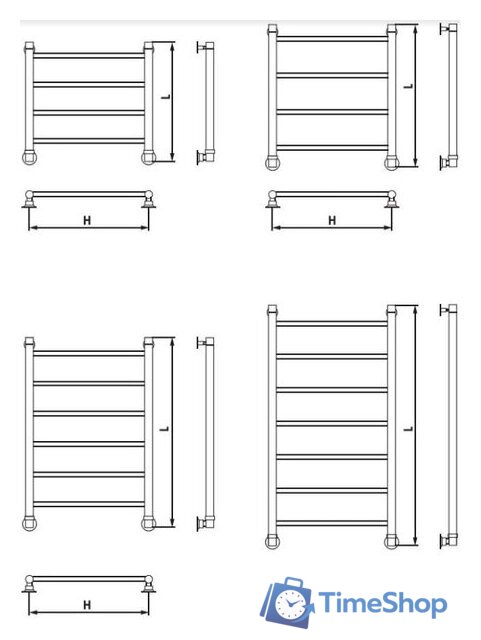 Полотенцесушитель Luxon FJ 80x50 (нижнее подключение) - Изображение №3 — Интернет-магазин Time-Shop