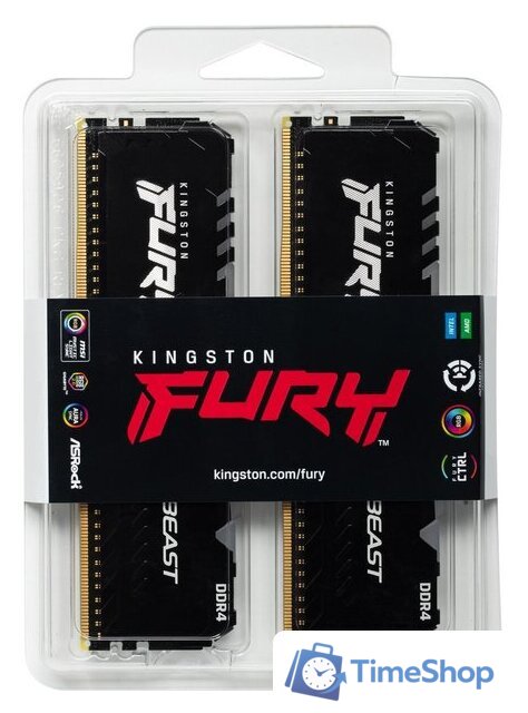 Оперативная память Kingston FURY Beast RGB 2x8GB DDR4 PC4-25600 KF432C16BBAK2/16 - Изображение №6 — Интернет-магазин Time-Shop